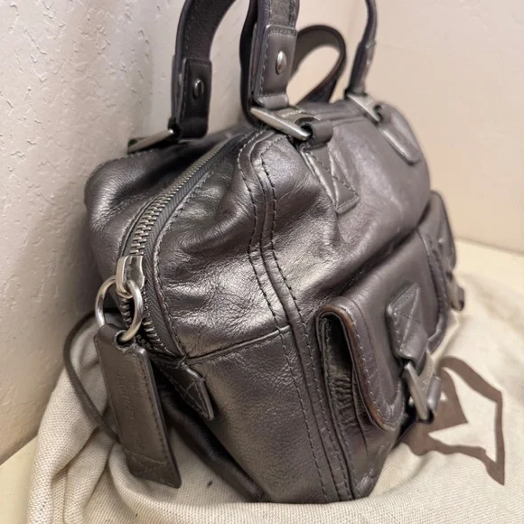 MICHAEL Michael Kors Gunmetal Ranger Leather Satchel Y2K - Picture 2 of 9